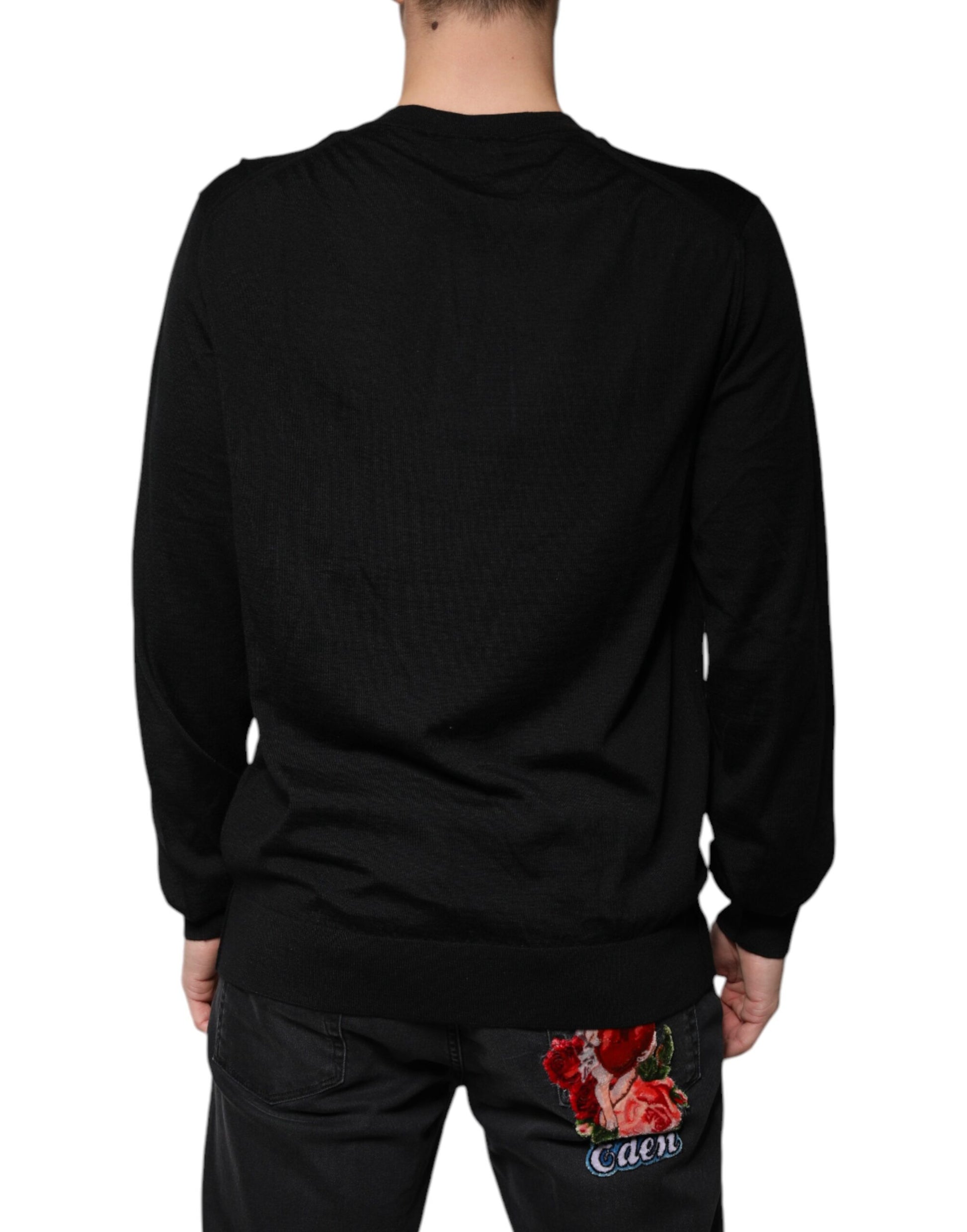 Black Cashmere V-neck Pullover Sweater