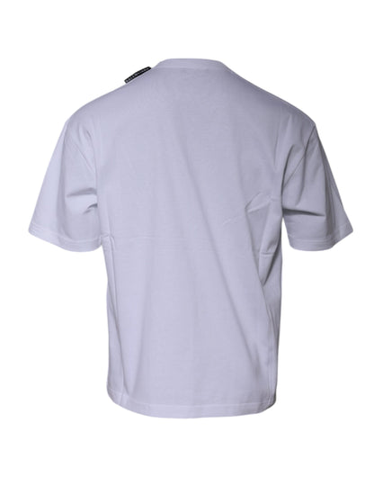 White Logo Cotton Jersey Crew Neck Short Sleeves T-shirt