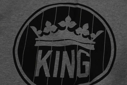 Gray Crown King Print Cotton Pullover Sweater