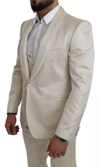 Beige Wool Crème 3 Piece SICILIA Shawl Suit