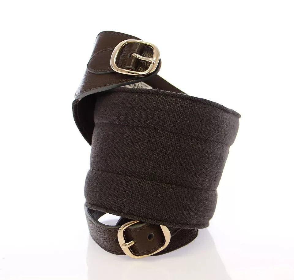 Brown D&G Leather Linnen Logo Belt