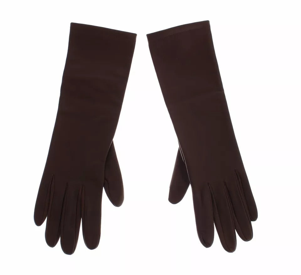 Brown Leather Wrist Slim Women Gloves