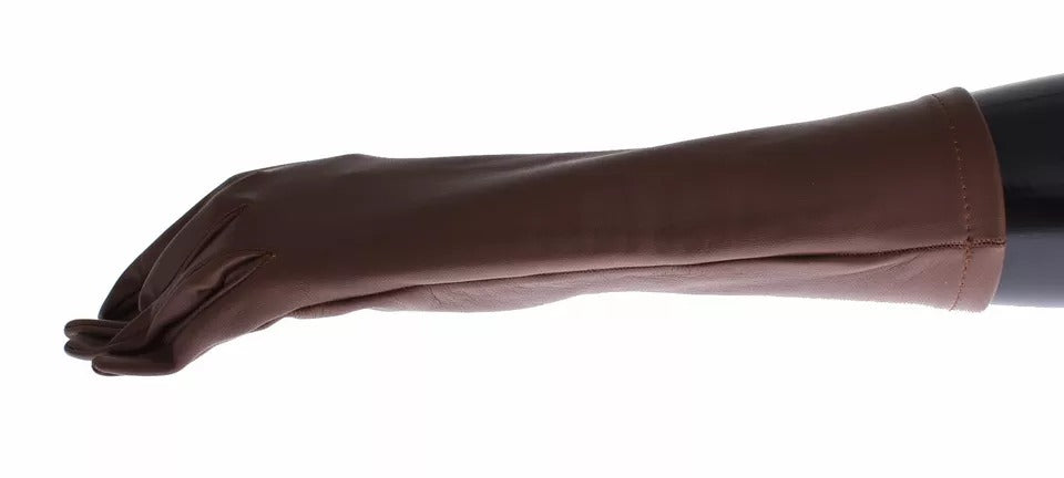 Brown Leather Wrist Slim Women Gloves