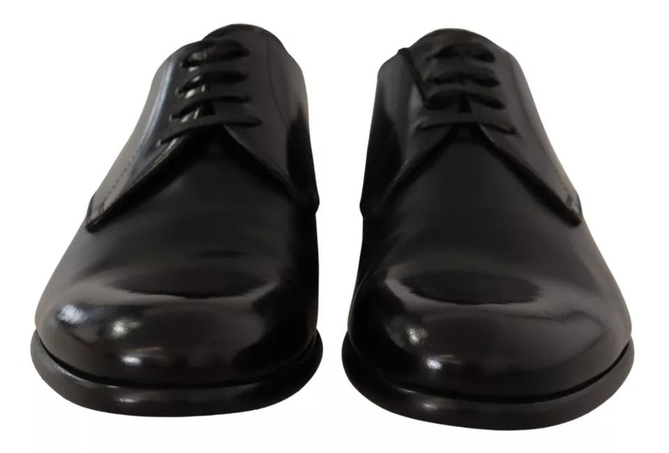 Black Leather Lace Up Mens Formal Derby Shoes