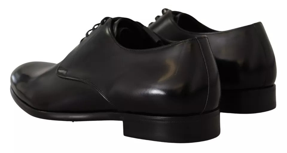 Black Leather Lace Up Mens Formal Derby Shoes