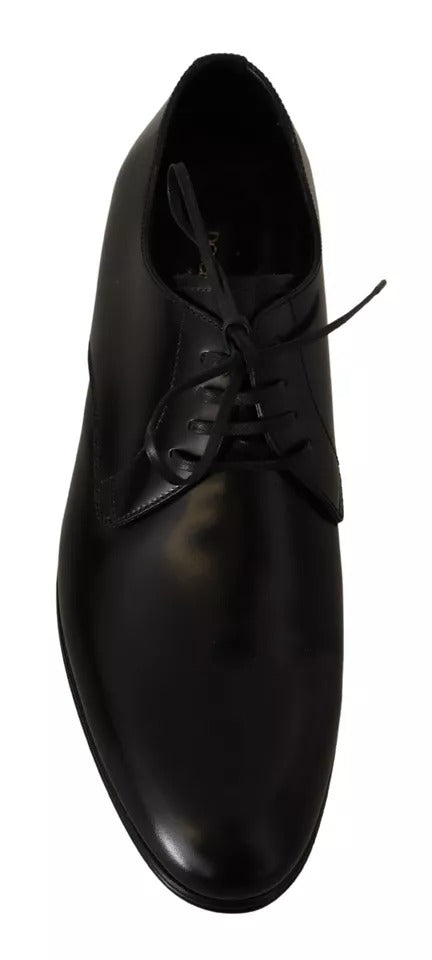 Black Leather Lace Up Mens Formal Derby Shoes