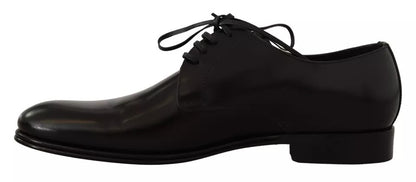 Black Leather Lace Up Mens Formal Derby Shoes