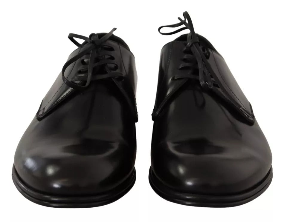 Black Leather Lace Up Mens Formal Derby Shoes