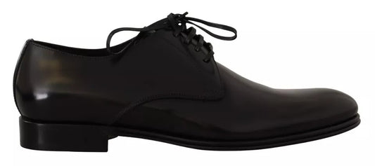 Black Leather Lace Up Mens Formal Derby Shoes