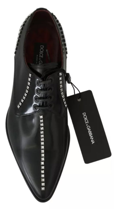 Black Leather Crystal Dress Formal Shoes