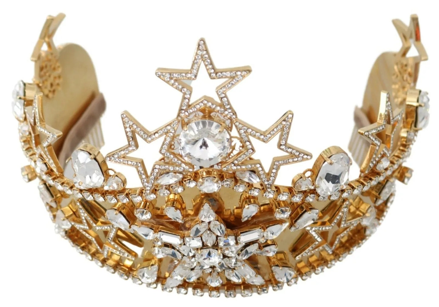 Gold Crystal Star STRASS Crown Logo Tiara Diadem