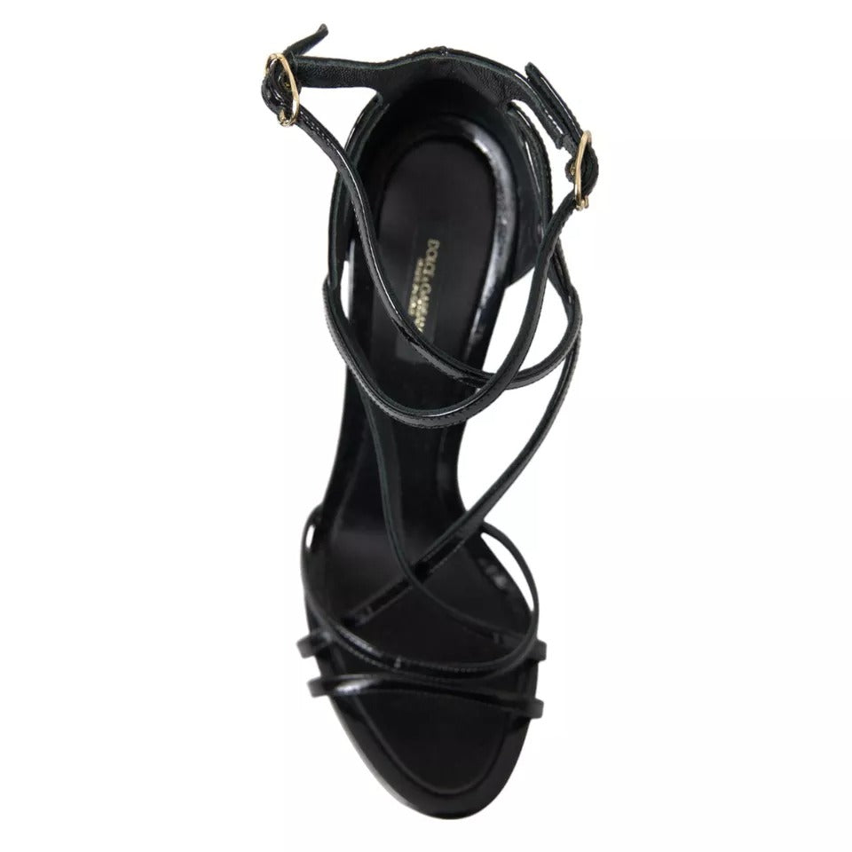 Black Keira Leather Heels Sandals Shoes