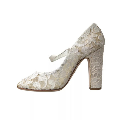 White Lace Crystals Heels Sandals Shoes