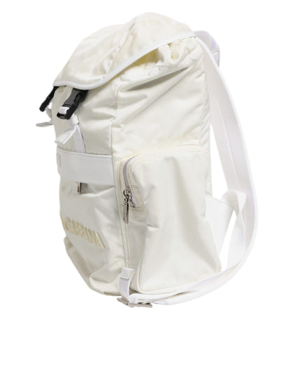 White Nylon Rubber Logo Backpack Rucksack Bag