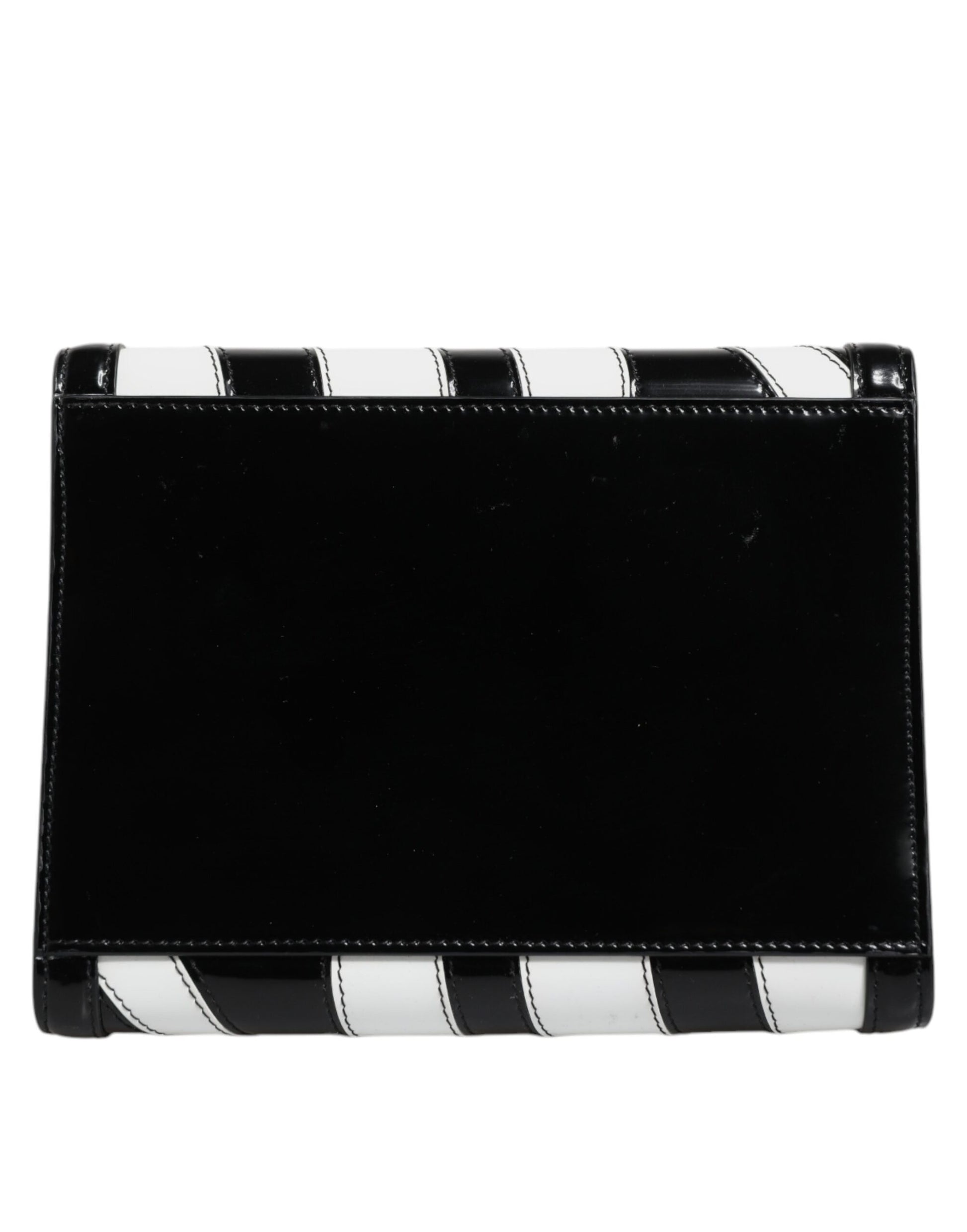 Black White Zebra Patchwork Logo Plaque Shoulder Bag