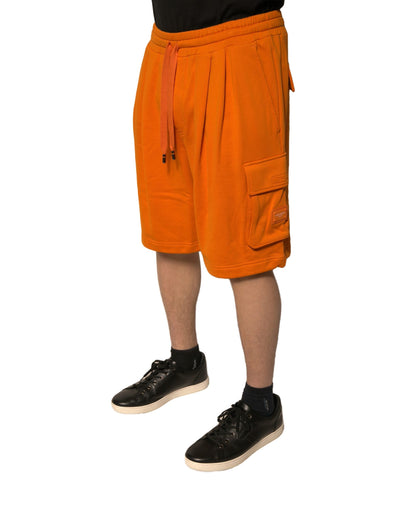 Orange Cotton Men Casual Cargo Bermuda Shorts