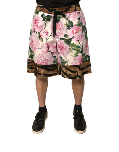 Multicolor Floral Cotton Men Bermuda Shorts