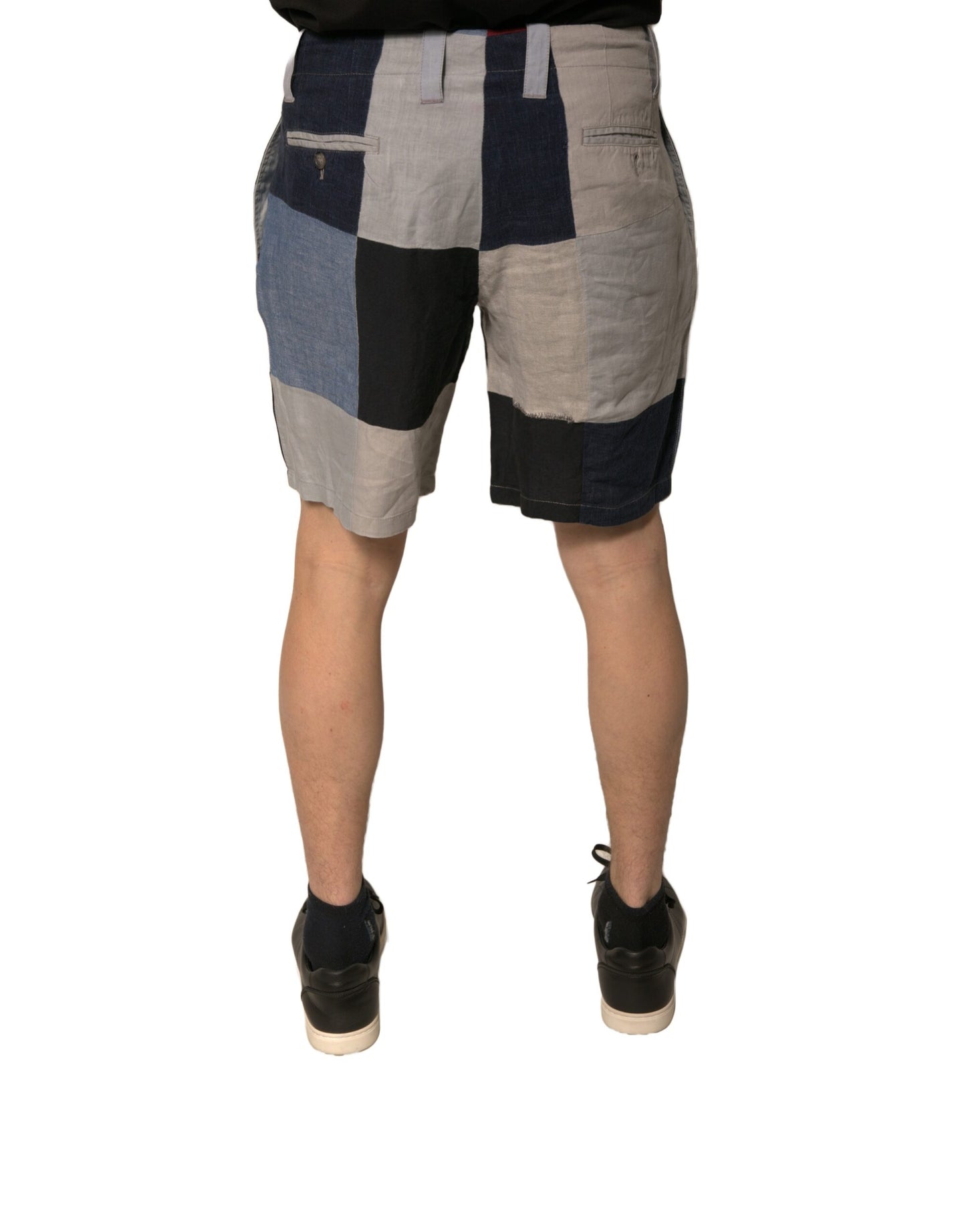 Multicolor Patchwork Linen Men Chino Shorts