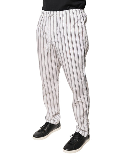 White Stripes Cotton Skinny Dress Pants