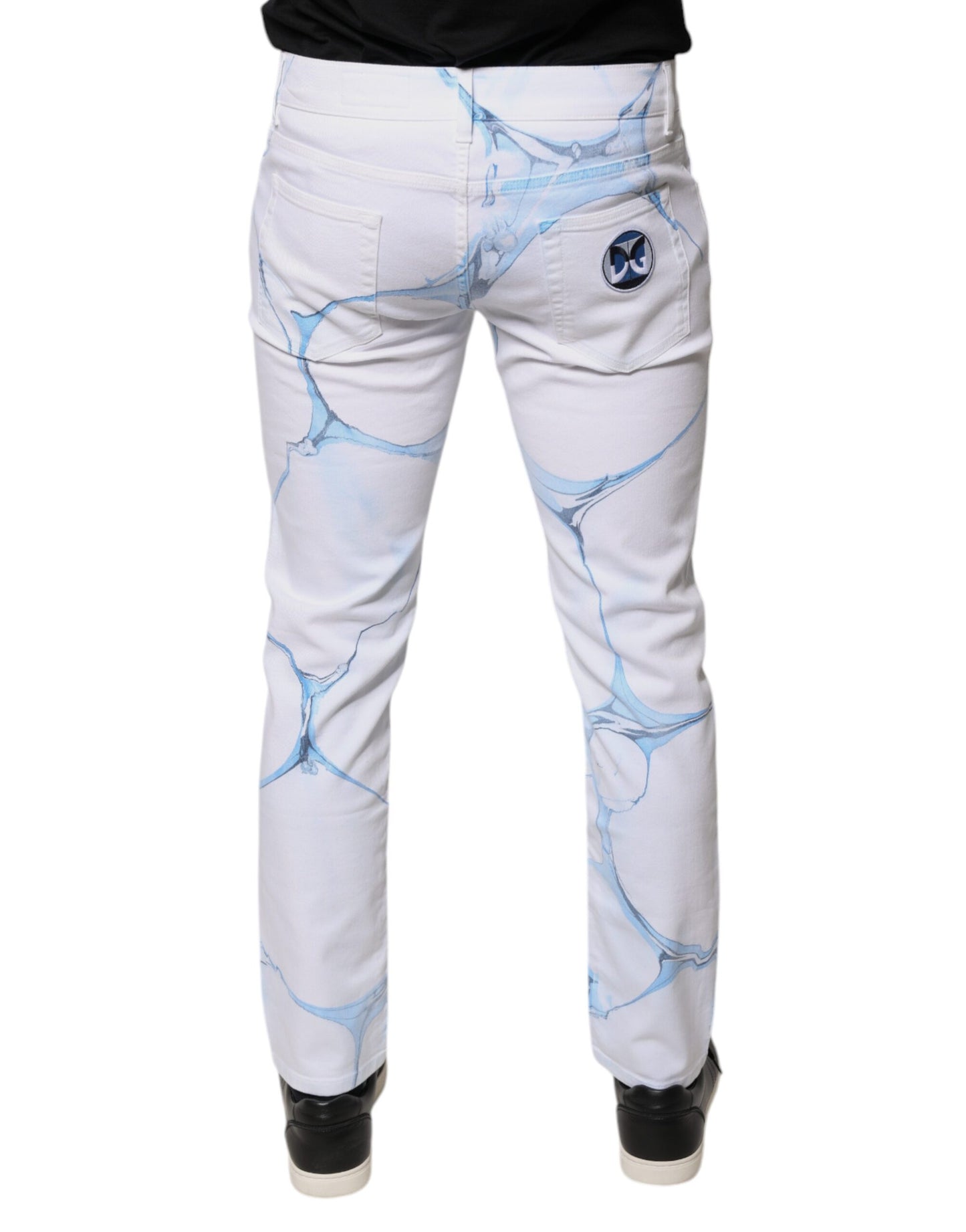 White Blue Cotton Stretch Skinny Denim Jeans