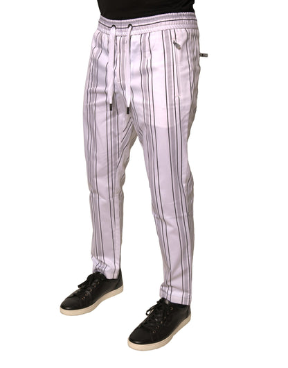 White Stripe Cotton Dress Skinny Pants