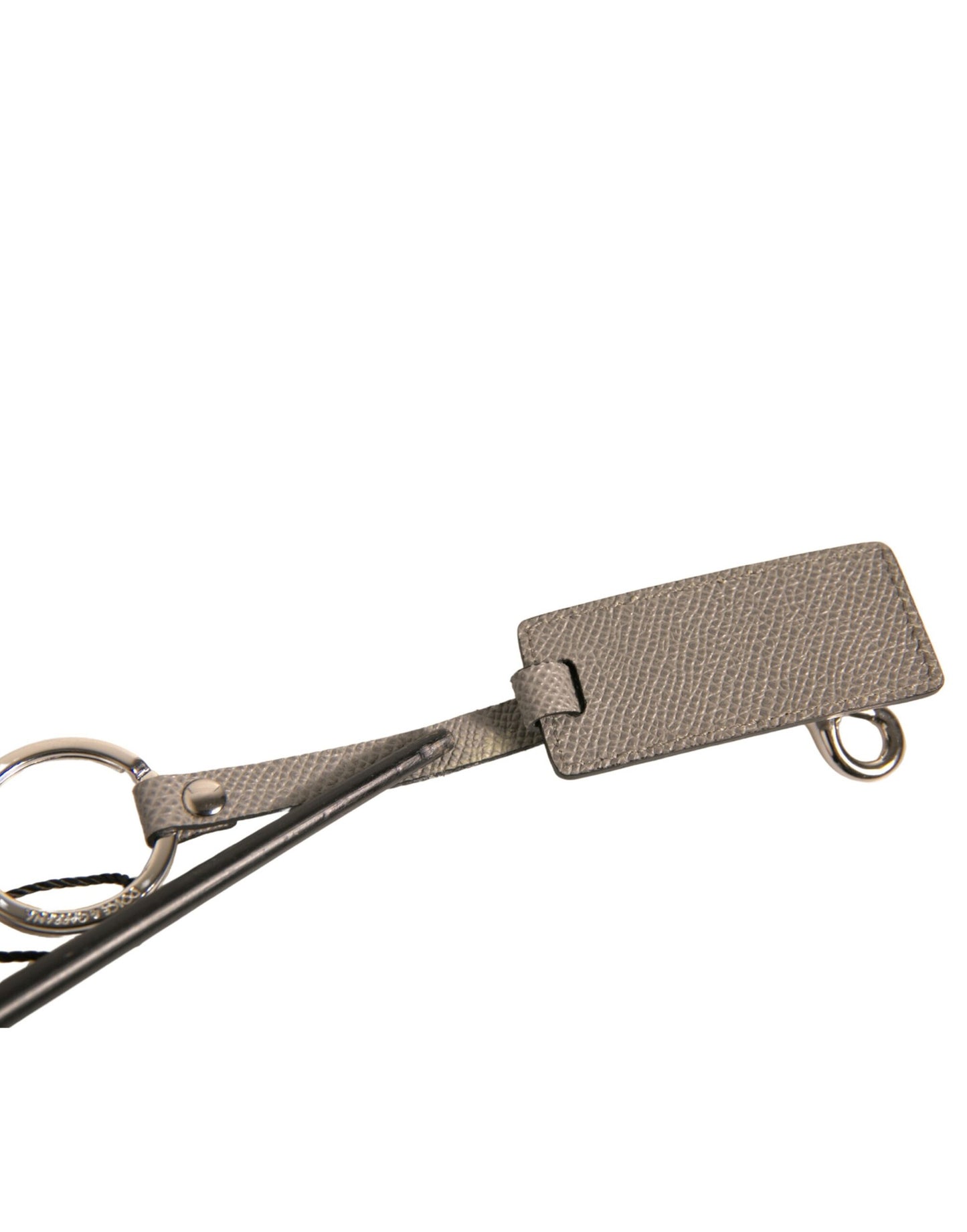 Beige DG Logo Leather Gold Metal Men Keychain Keyring