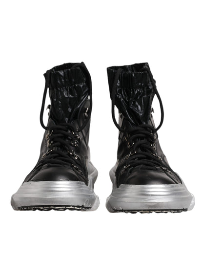 Black Nylon Galileo High Top Sneakers Shoes