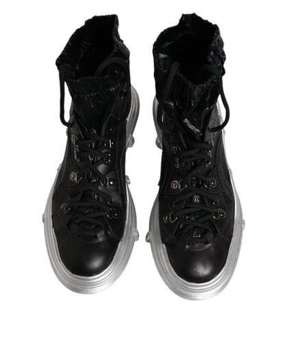 Black Nylon Galileo High Top Sneakers Shoes