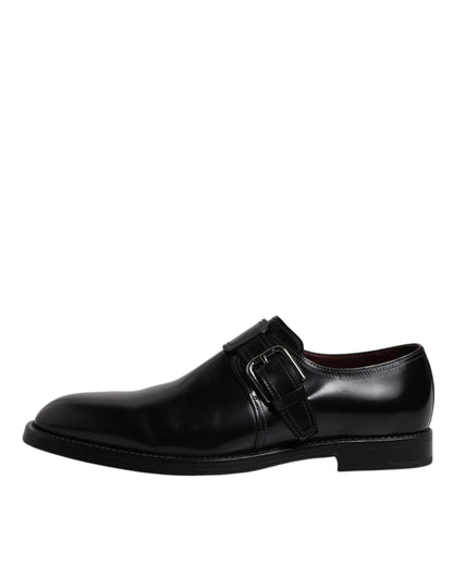 Black Leather Monk Strap Derby Formal Shoes