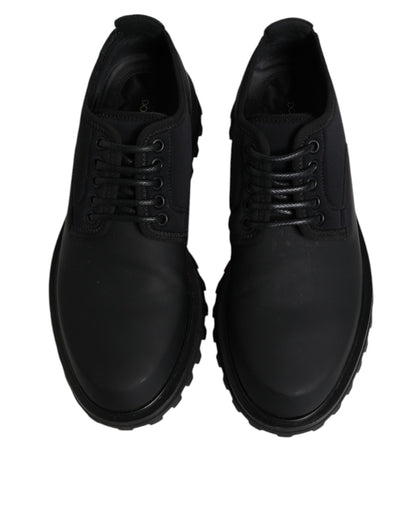 Black Leather Lace Up Trekking Dress Shoes