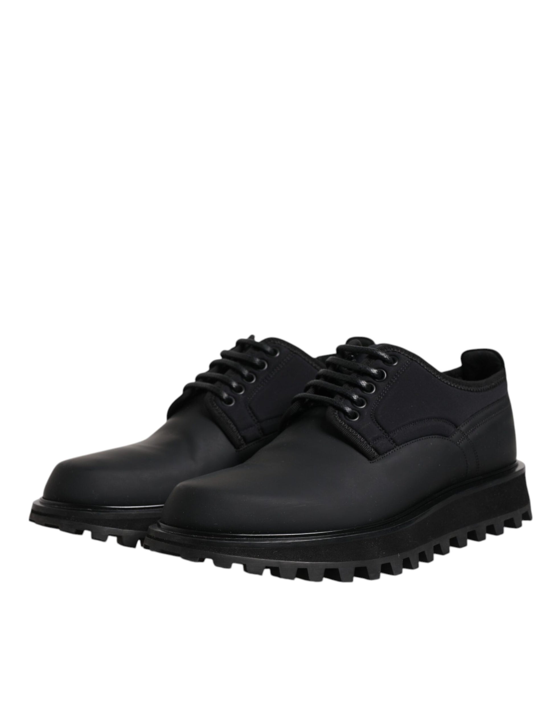 Black Leather Lace Up Trekking Dress Shoes