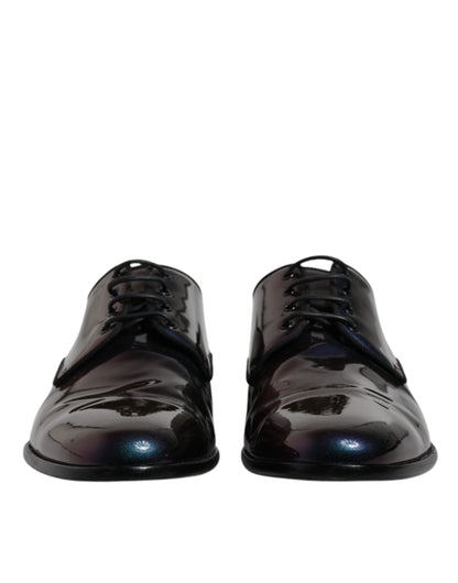 Multicolor Peacock Patent Leather Derby Men Dress Shoes