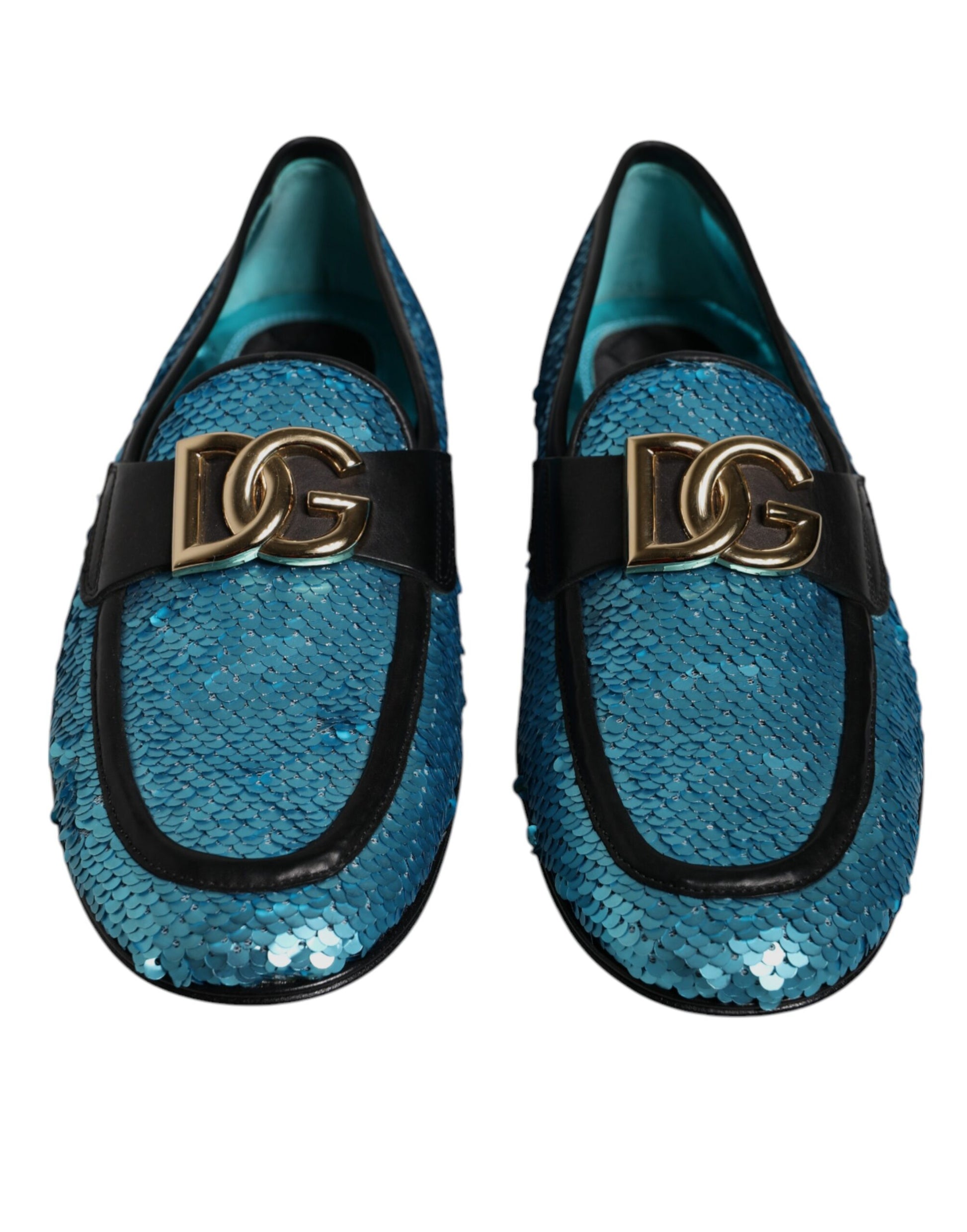 Blue Sequined Loafers Formal Dress Shoes