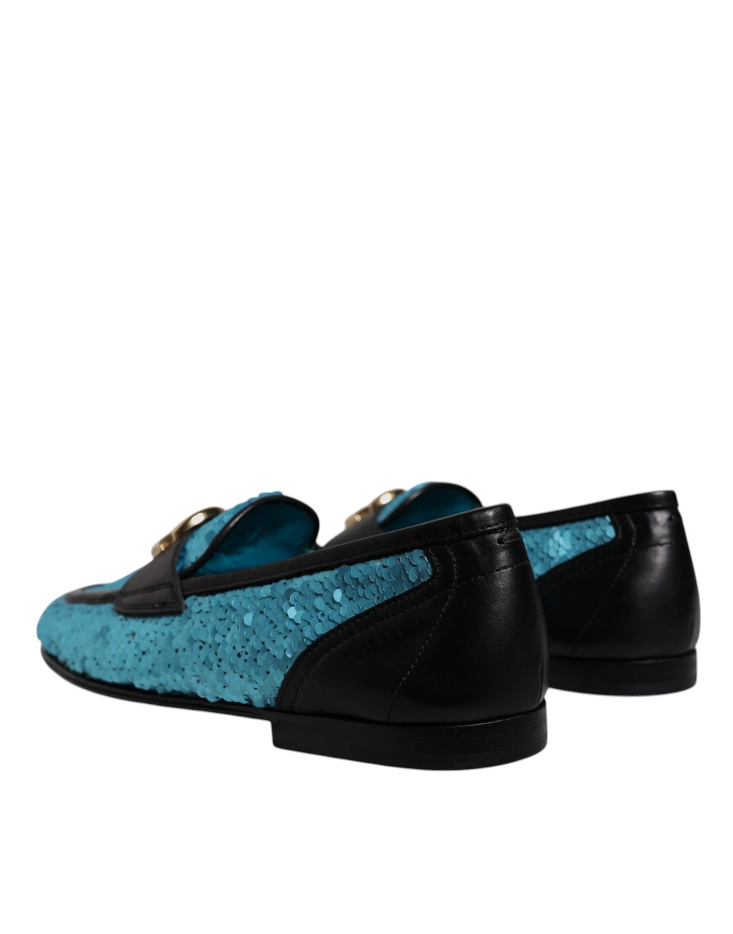 Blue Sequined Loafers Formal Dress Shoes