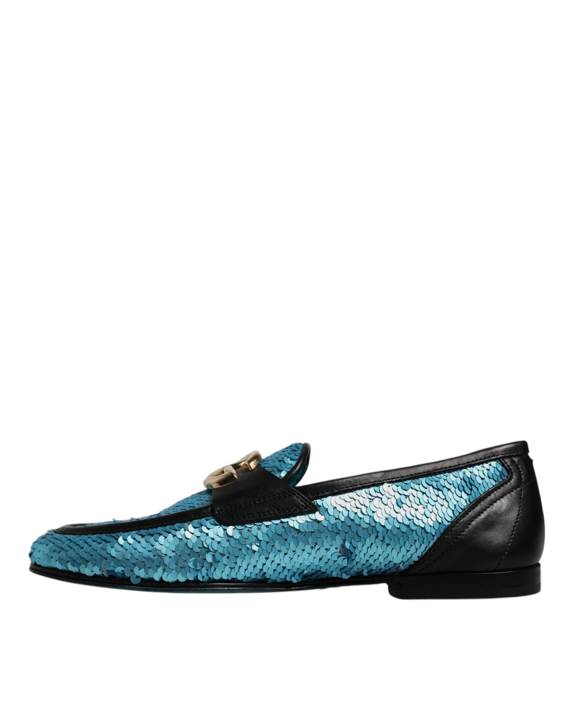 Blue Sequined Loafers Formal Dress Shoes