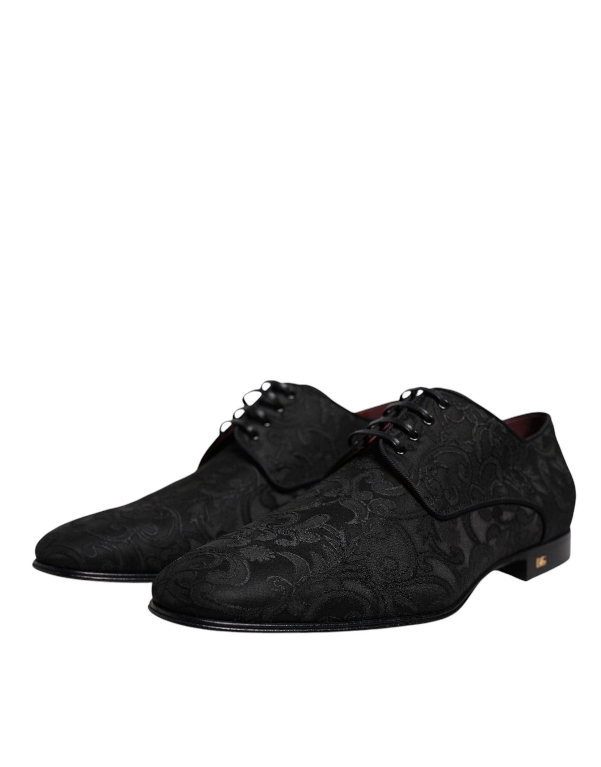 Black Jacquard Lace Up Derby Dress Shoes