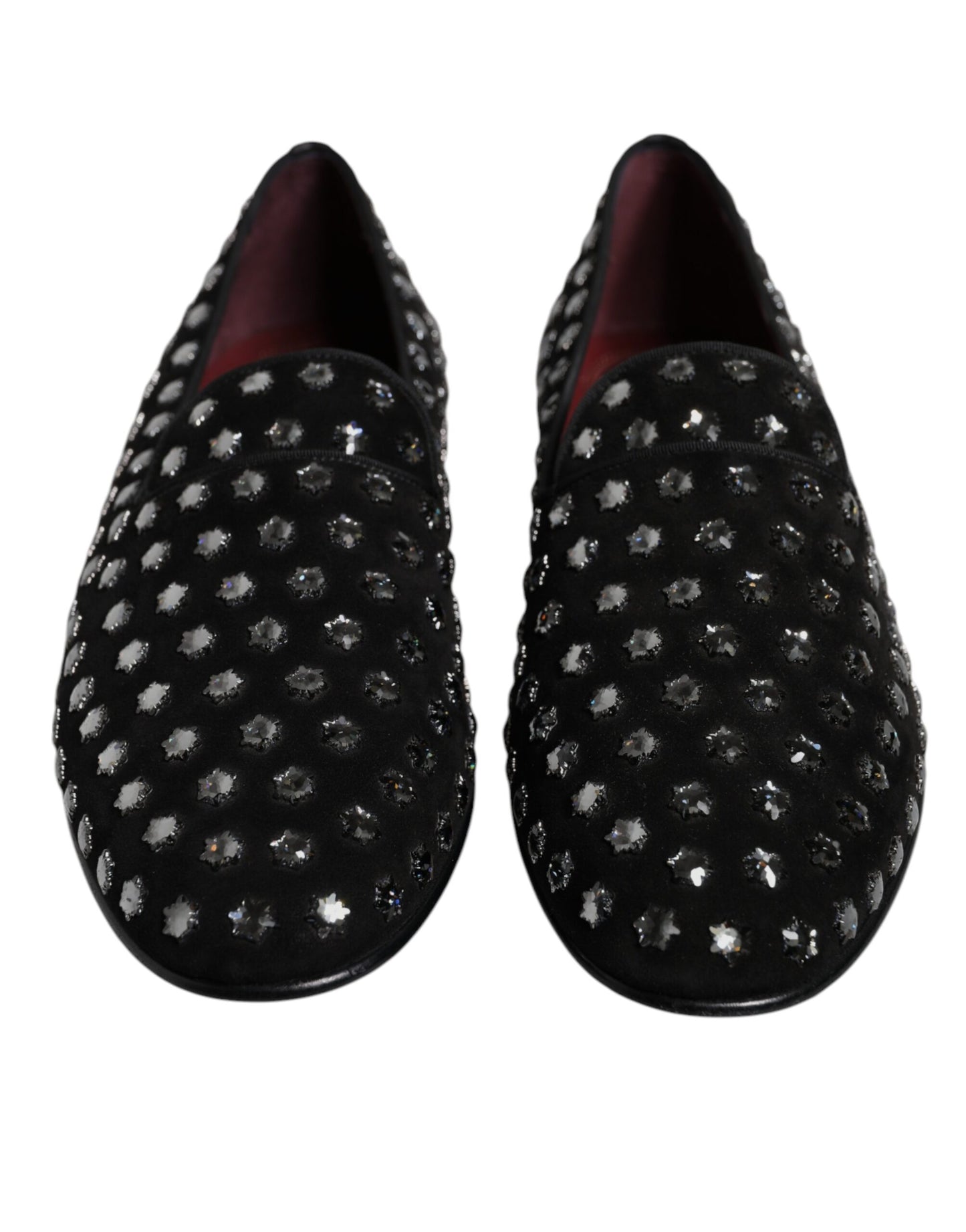 Black Crystal Embellished Loafers Dress Shoes