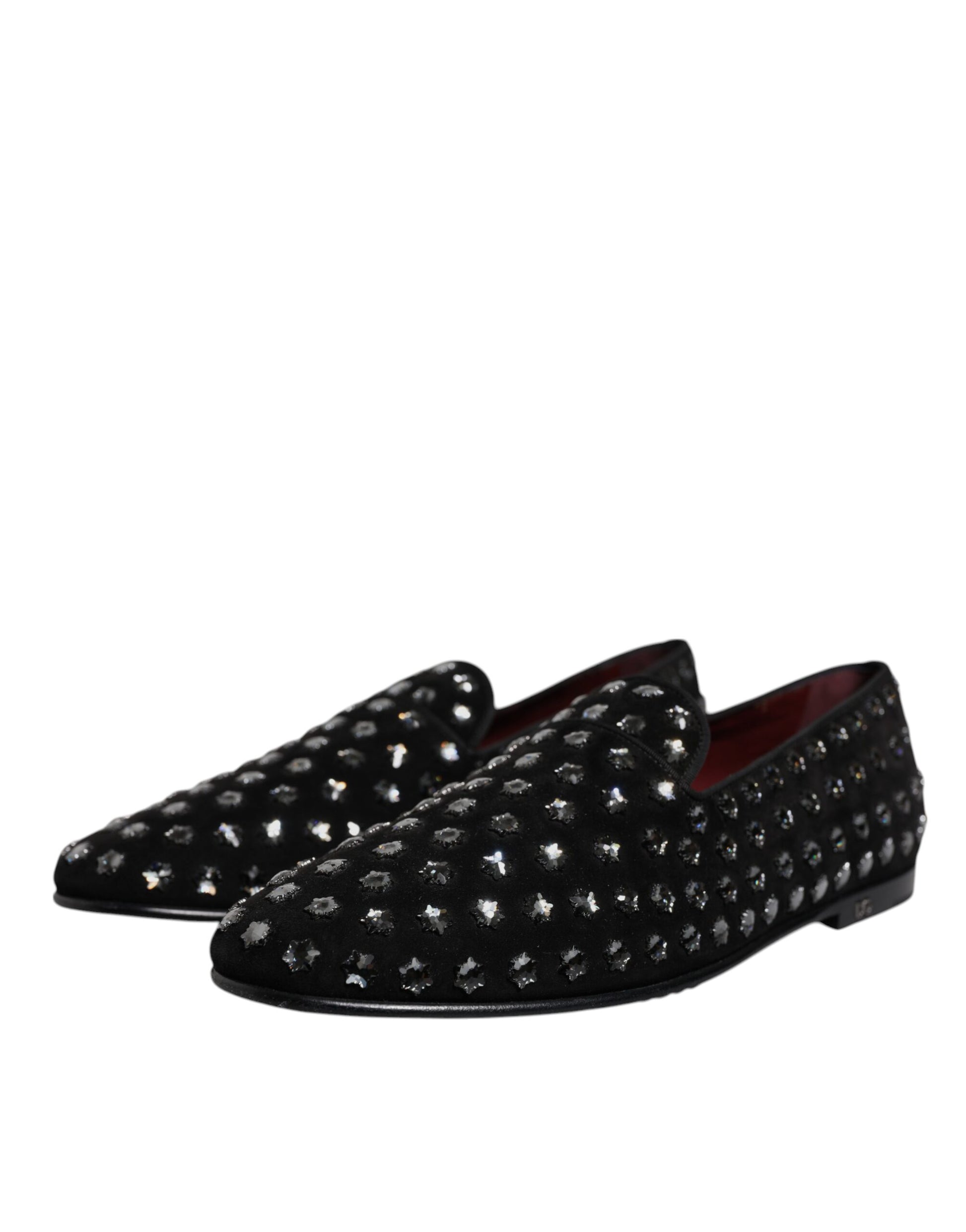 Black Crystal Embellished Loafers Dress Shoes