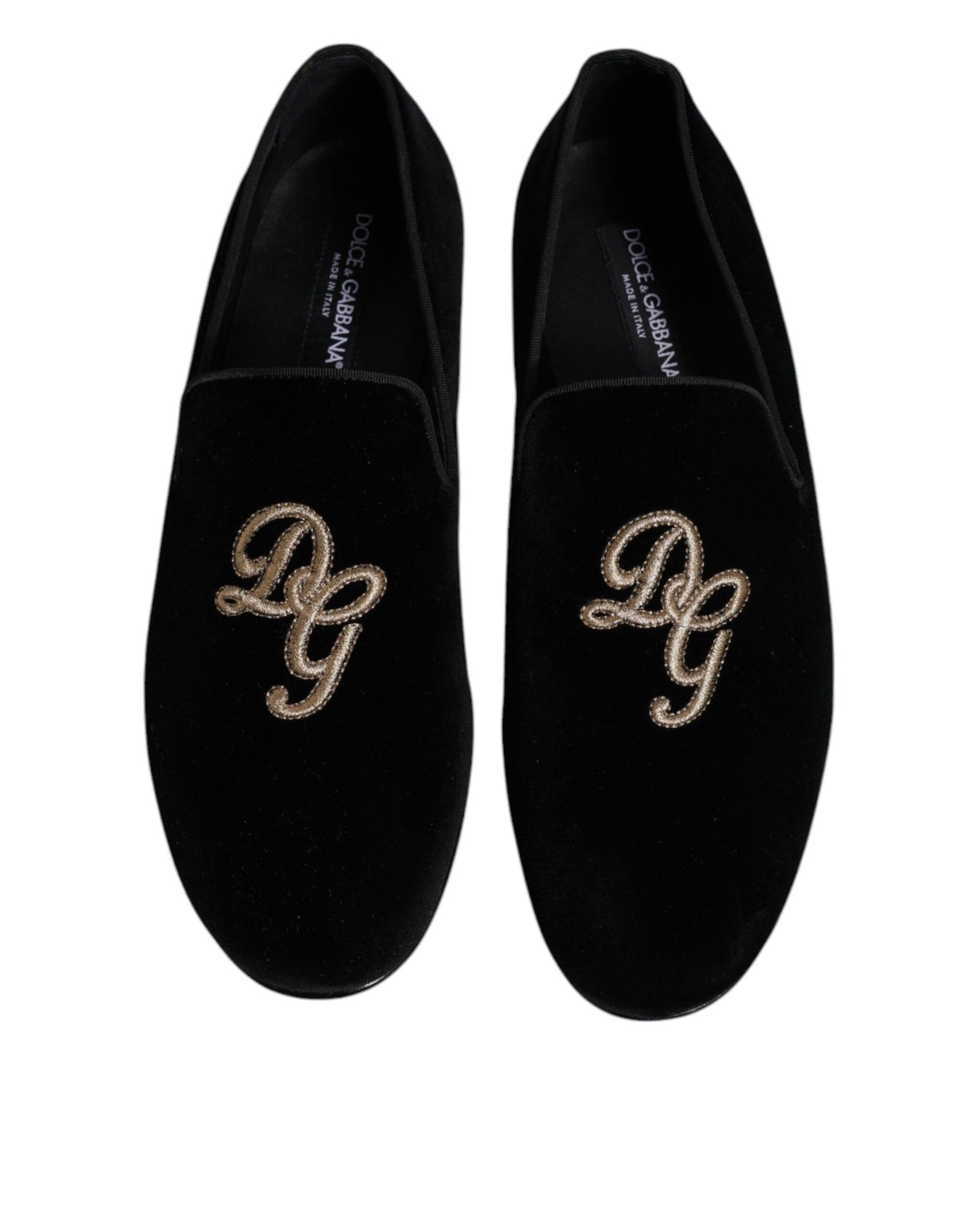 Black Velvet DG Logo Loafers Formal Shoes