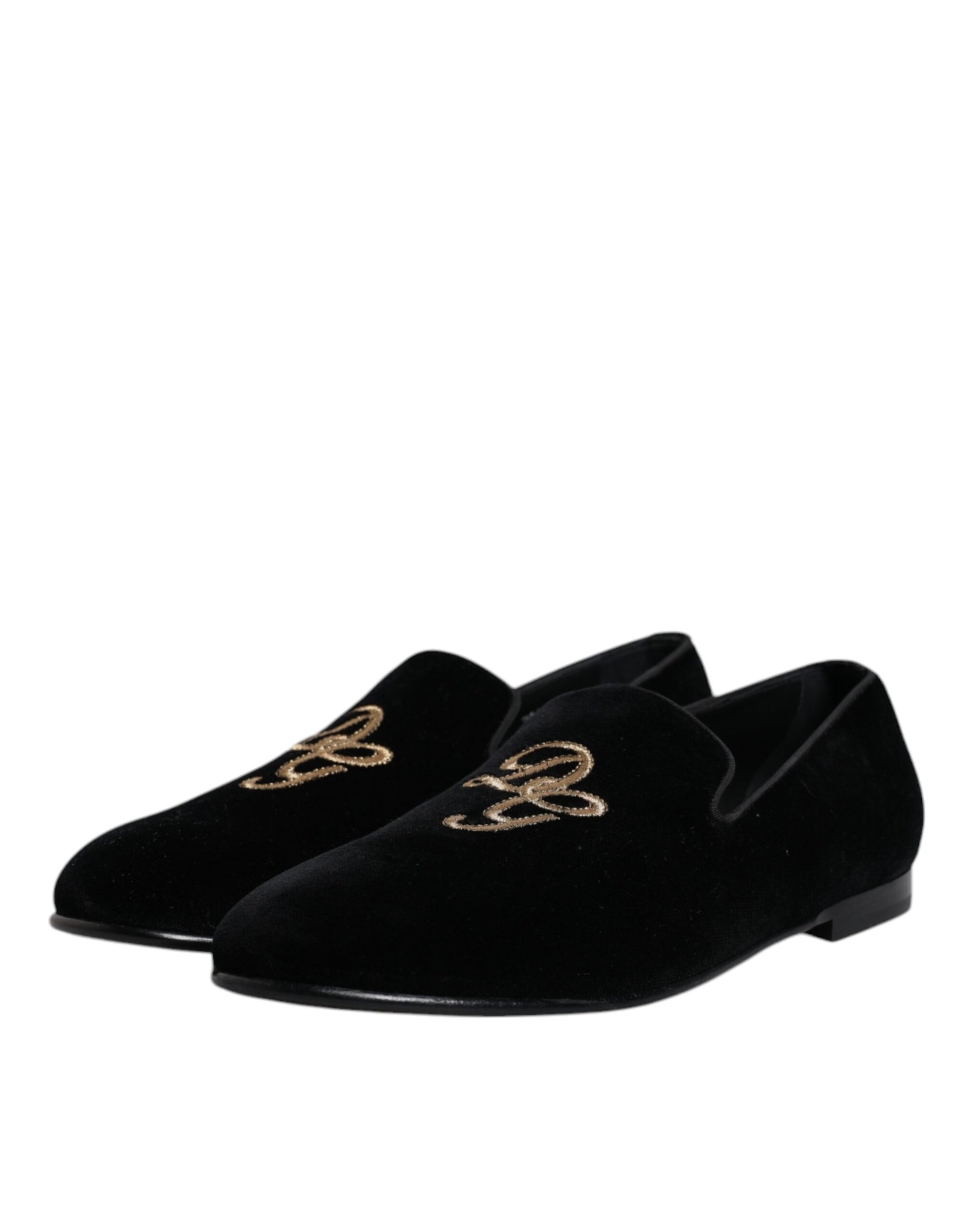 Black Velvet DG Logo Loafers Formal Shoes