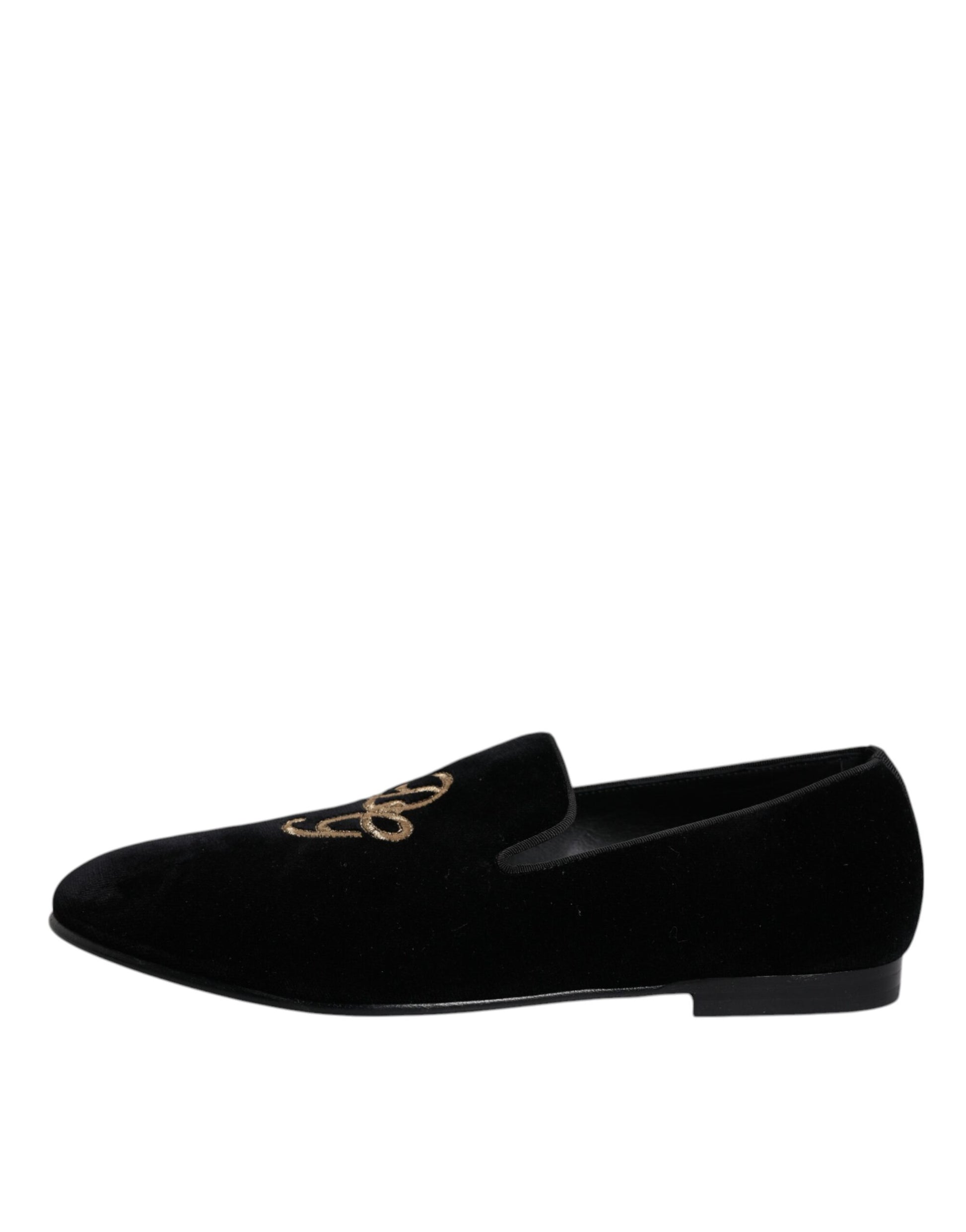 Black Velvet DG Logo Loafers Formal Shoes