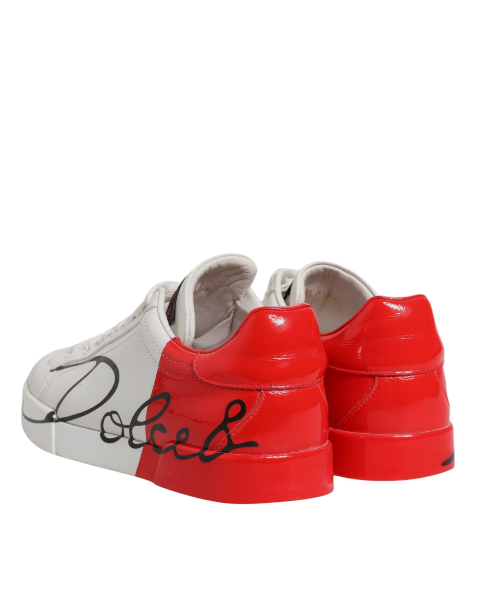 White Red Portofino Leather Sneakers Shoes