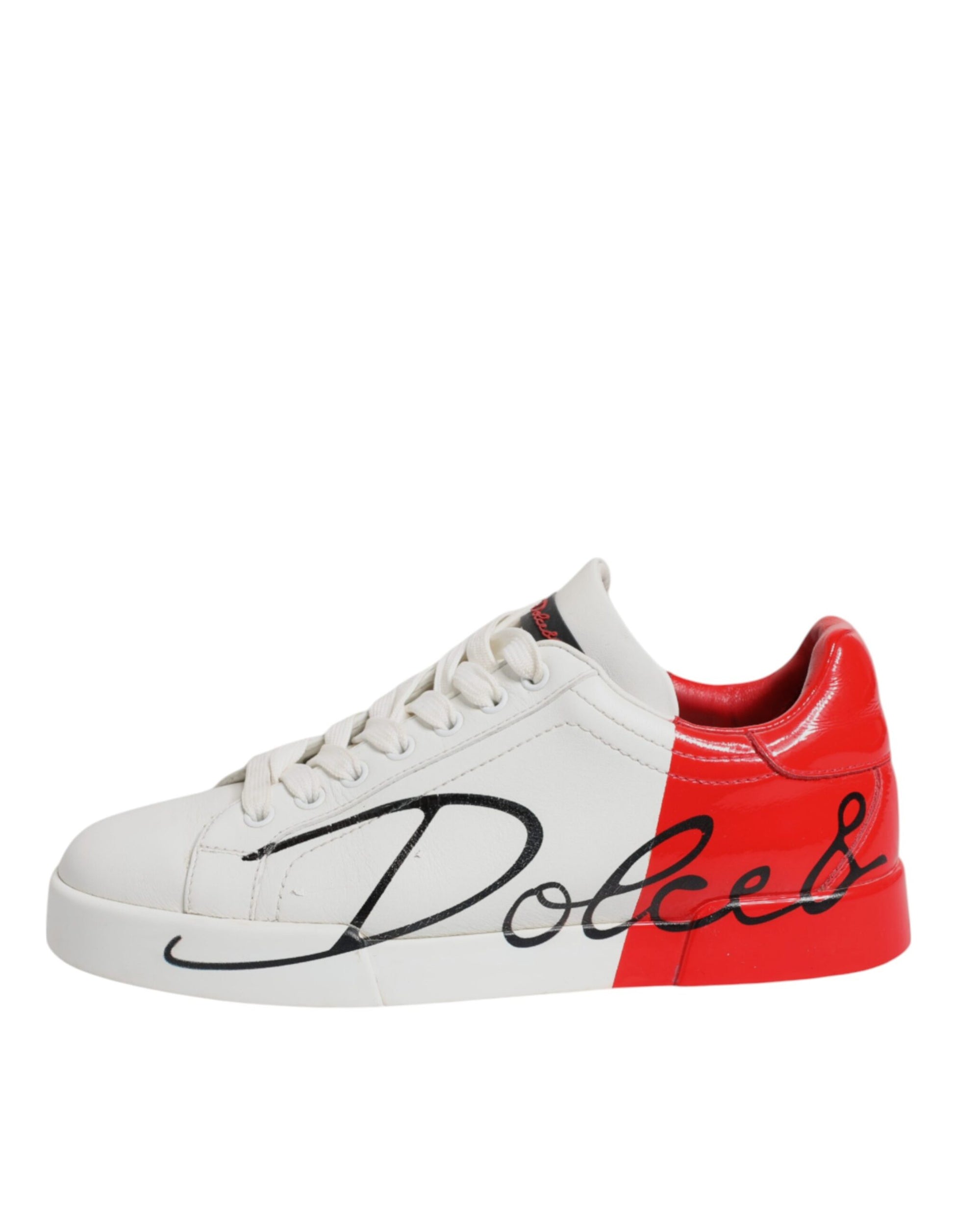 White Red Portofino Leather Sneakers Shoes