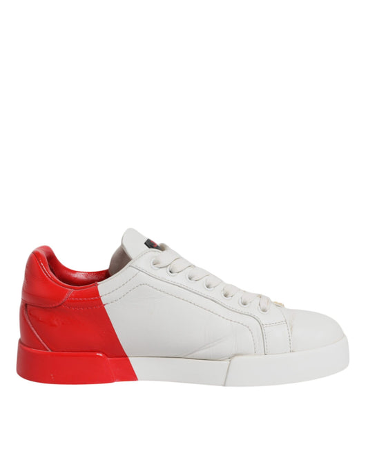 White Red Portofino Leather Sneakers Shoes