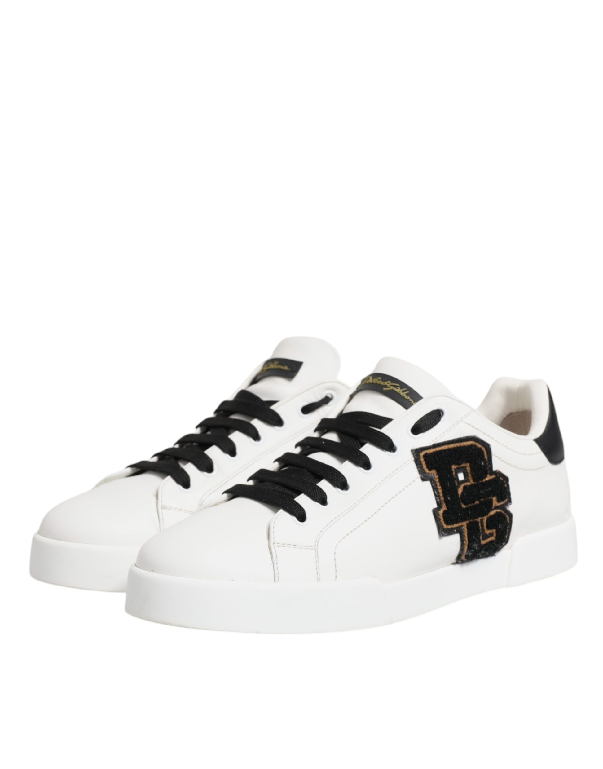 White Leather DG Logo Low Top Sneakers Shoes