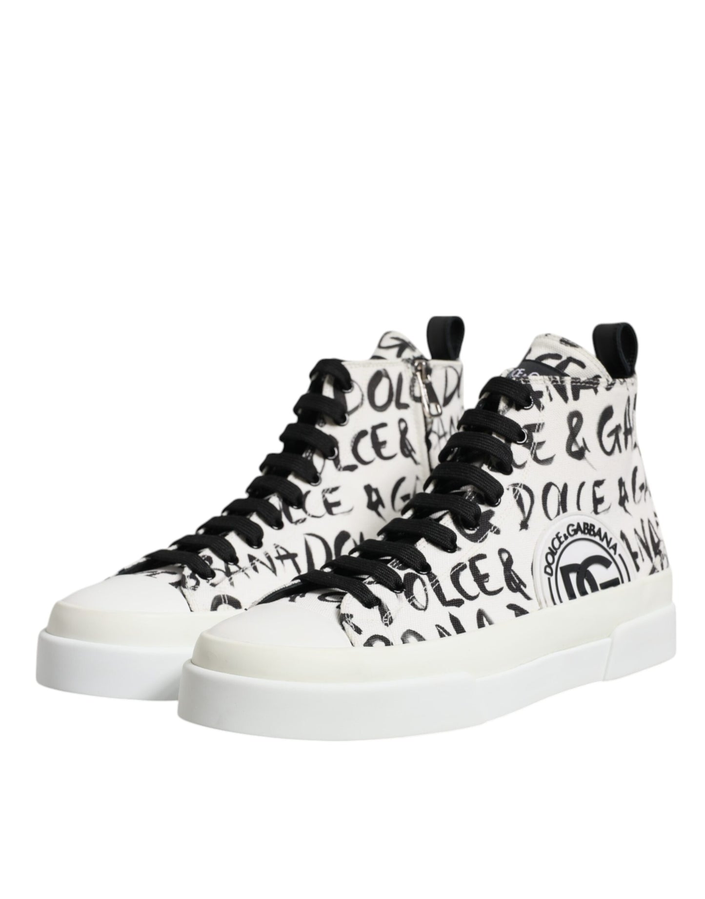 White Canvas Logo High Top Sneakers Shoes