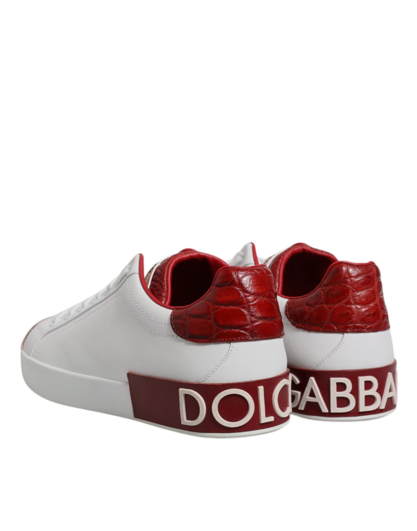 White Red Leather Logo Portofino Sneaker Shoes