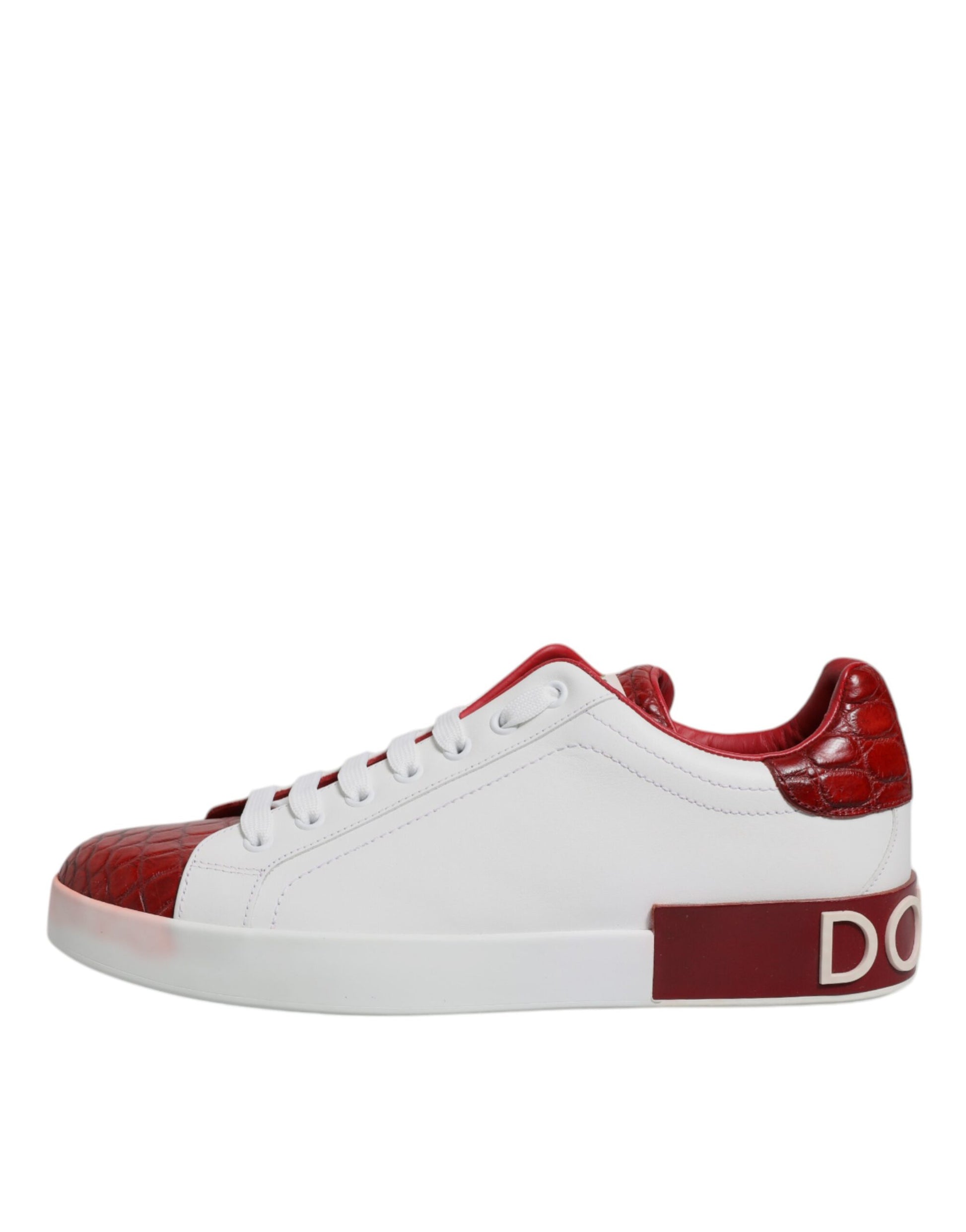 White Red Leather Logo Portofino Sneaker Shoes