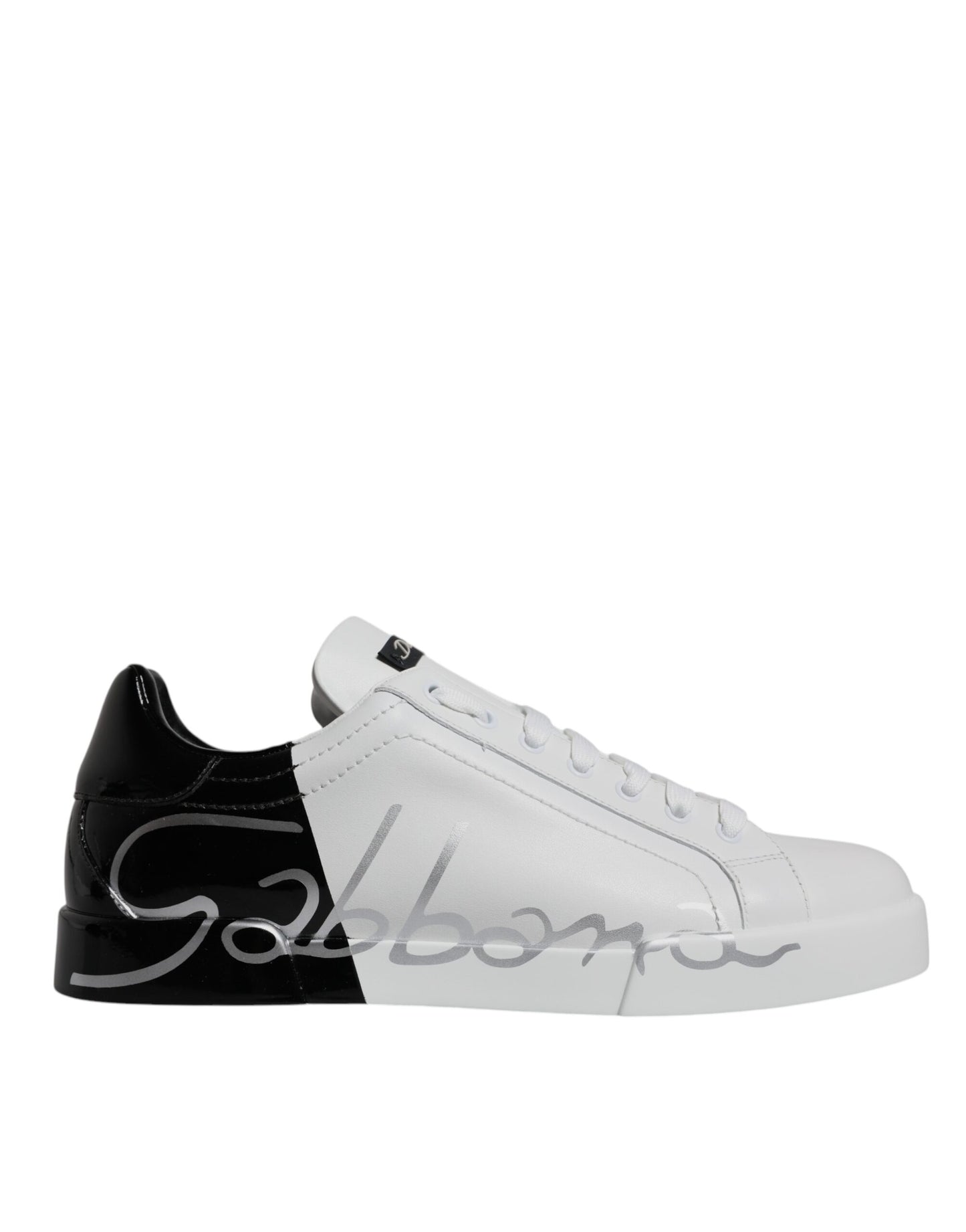 White Black Logo Portofino Sneakers Shoes