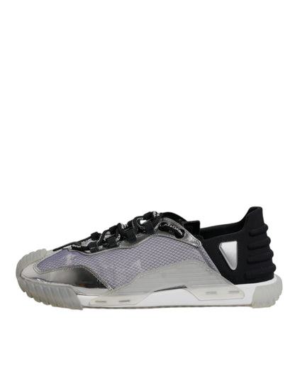 Silver Black Nylon NS1 Low Top Sneakers Shoes